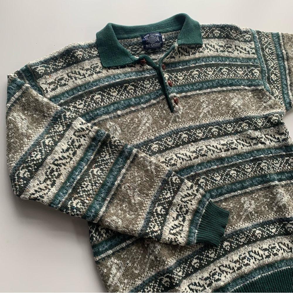 Vintage grandpa sweater with collar size M